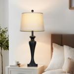 luxeflow 30" Black Table Lamps Set of 2, Touch Control Tall Living Room Lamp with USB A+C Ports and AC Outlet, 3-Way Dimmable Bedside Lamps for Nightstand, Modern Metal Bedroom Lamp, 2 Bulbs Included