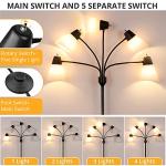 FOLKSMATE LED Floor Lamp, Medusa Multi Head Modern Tall, Rustic Adjustable Gooseneck Reading Standing Light for Living/Kids Room, Bedroom, Black