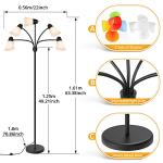 FOLKSMATE LED Floor Lamp, Medusa Multi Head Modern Tall, Rustic Adjustable Gooseneck Reading Standing Light for Living/Kids Room, Bedroom, Black