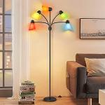 FOLKSMATE LED Floor Lamp, Medusa Multi Head Modern Tall, Rustic Adjustable Gooseneck Reading Standing Light for Living/Kids Room, Bedroom, Black