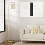 Arc Floor Lamp with Remote and Stepless Dimmable Bulb, Colors Temperature & Brightness Adjustable, Gold Floor Lamps for Living Room（Deep Beige Shade & Gold Pole）