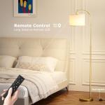 Arc Floor Lamp with Remote and Stepless Dimmable Bulb, Colors Temperature & Brightness Adjustable, Gold Floor Lamps for Living Room（Deep Beige Shade & Gold Pole）