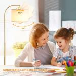 Arc Floor Lamp with Remote and Stepless Dimmable Bulb, Colors Temperature & Brightness Adjustable, Gold Floor Lamps for Living Room（Deep Beige Shade & Gold Pole）