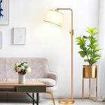 【Upgraded】 Dimmable Floor Lamp, 1000 Lumens LED Edison Bulb Included, Arc Floor Lamps for Living Room Modern Standing Lamp with Shade, Tall Lamps for Living Room Bedroom Office Dining Room - Gold