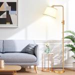 【Upgraded】 Dimmable Floor Lamp, 1000 Lumens LED Edison Bulb Included, Arc Floor Lamps for Living Room Modern Standing Lamp with Shade, Tall Lamps for Living Room Bedroom Office Dining Room - Gold