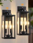 PARTPHONER Dusk to Dawn Outdoor Wall Sconce 2-Light, Transitional Wall Lantern Tall Wall Lamp, Waterproof Exterior Lighting Fixture with E12 Base Outside Lights for House Porch Garage, Black 2 Pack