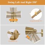 HOTRAN Battery Operated Wall Sconce Set of Two,Gold Modern with Remote Control Dimmable Wall Lighting Indoor, Not Hardwired Led Wall Lamp Fixtures for Bedroom, Bulb Included