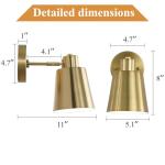 HOTRAN Battery Operated Wall Sconce Set of Two,Gold Modern with Remote Control Dimmable Wall Lighting Indoor, Not Hardwired Led Wall Lamp Fixtures for Bedroom, Bulb Included