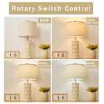 SAIWEYA 24" Modern Ceramic Table Lamp Set of 2 Bedroom Lamps, 3 Color Dimmable Bedside Lamps for Living Room Farmhouse Nightstand Lamp(Rotary-Cream White)