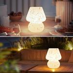 ONEWISH Mushroom Lamp Small Bedside Table Lamp-Nightstand Nightlight Dimmable Stepless, Translucent Glass White Desk Lamp for Bedroom Dorm Living Kitchen, Murano Style Aesthetic Cute Home Decor