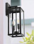 PARTPHONER Dusk to Dawn Outdoor Wall Sconce 2-Light, Transitional Wall Lantern Tall Wall Lamp, Waterproof Exterior Lighting Fixture with E12 Base Outside Lights for House Porch Garage, Black 2 Pack