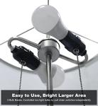 DEEPLITE Modern 2-Light Floor Lamp, Tall Standing Lamp with 2 Bulb Socket for Living Room Bedroom Office Bright Lighting, Brushed Nickel Body, White Lampshade