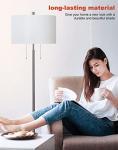 DEEPLITE Modern 2-Light Floor Lamp, Tall Standing Lamp with 2 Bulb Socket for Living Room Bedroom Office Bright Lighting, Brushed Nickel Body, White Lampshade