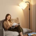 Ambimall 𝐅𝐮𝐥𝐥𝐲 𝐃𝐢𝐦𝐦𝐚𝐛𝐥𝐞 Floor Lamp - Floor Lamps 9W 𝐋𝐄𝐃 Light Bulb Included, Standing Lamps for Living Room with Adjust Head, Modern Standing Tall Light Rotary Switch for Office