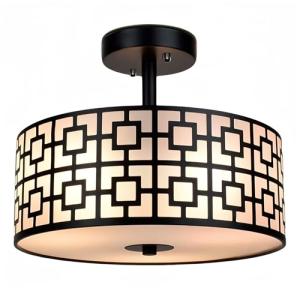DLLT Flush Mount Ceiling Light: Modern 3-Light Semi Flush Mount Ceiling Light Fixture - Drum Kitchen Lighting Fixture for Dining Room - Black Bedroom Ceiling Lamp with Double Shade