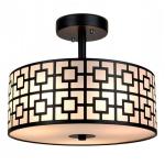 DLLT Flush Mount Ceiling Light: Modern 3-Light Semi Flush Mount Ceiling Light Fixture - Drum Kitchen Lighting Fixture for Dining Room - Black Bedroom Ceiling Lamp with Double Shade