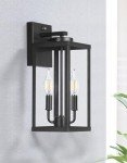 PARTPHONER Dusk to Dawn Outdoor Wall Sconce 2-Light, Transitional Wall Lantern Tall Wall Lamp, Waterproof Exterior Lighting Fixture with E12 Base Outside Lights for House Porch Garage, Black 2 Pack