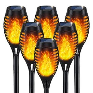 IkeeRuic Solar Lights Outdoor, Solar Torch Light with Flickering Flame for Garden Decor, Solar Garden Lights, Waterproof Outdoor Lighting, Flame Torches for Outside Patio Pathway Yard Decorations