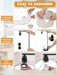 Tall Table Lamp with USB Port and Outlet, Dimmable Nightstand Bedside Lamps with Linen Lampshade, Desk Lamp for Bedroom, Living Room, Guest Room, Home Office, LED Bulb Included