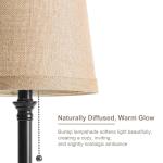 Oneach 19.5" Small Table Lamp for Bedroom - Bedside Lamps for Nightstand, Black Table Lamp for Living Room with Fabric Shade, Desk Reading Lamp for Kids Room Living Room Office Dorm