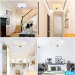 Lodstob 2-Light Flush Mount Ceiling Light Fixture, 12” Modern Close to Ceiling Light with White Fabric Linen Drum Shade, Round Ceiling Light for Bedroom Hallway Living Room Bathroom Dining Kitchen