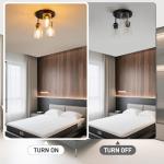 hykolity 3-Light Semi Flush Mount Ceiling Light, 9 Inch Oil Rubbed Bronze Close to Ceiling Light Fixtures with Seeded Glass Shades, Modern Ceiling Lighting for Kitchen, Bedroom, Entryway, ETL Listed