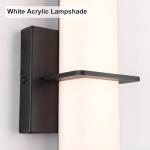Aoceley 15.7inches Modern Led Wall Sconces,18W 3000K 1200Lumen Bathroom Vanity Wall Lights with White Acrylic Lampshade,Indoor Hardwired Wall Lamp for Bedroom Living Room(Black,2-Pack)