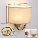 JIMUBEAM Industrial 2-Lights Wall Sconce Fixtures with Linen Fabric Shade, Double Wall Light Lamps Decor for Hallway Bedroom Living Room Bathroom Stairway