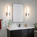 Aoceley 15.7inches Modern Led Wall Sconces,18W 3000K 1200Lumen Bathroom Vanity Wall Lights with White Acrylic Lampshade,Indoor Hardwired Wall Lamp for Bedroom Living Room(Black,2-Pack)