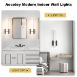 Aoceley 15.7inches Modern Led Wall Sconces,18W 3000K 1200Lumen Bathroom Vanity Wall Lights with White Acrylic Lampshade,Indoor Hardwired Wall Lamp for Bedroom Living Room(Black,2-Pack)