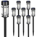 Mancra Solar Pathway Lights, 8 Pack LED Solar Lights Outdoor Waterproof, Glass Solar Garden Lights Landscape Lighting for Yard Lawn Walkway Driveway, 3000K