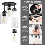 hykolity 3-Light Semi Flush Mount Ceiling Light, 9 Inch Oil Rubbed Bronze Close to Ceiling Light Fixtures with Seeded Glass Shades, Modern Ceiling Lighting for Kitchen, Bedroom, Entryway, ETL Listed