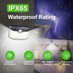 HMCITY 120 LED Outdoor Solar Lights with Motion Sensor and 3 Lighting Modes, IP65 Waterproof Wide Solar Wall Lights Ideal for Garden Patio Yard (Front Button 6Packs, Daylight White)