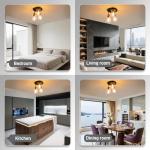 hykolity 3-Light Semi Flush Mount Ceiling Light, 9 Inch Oil Rubbed Bronze Close to Ceiling Light Fixtures with Seeded Glass Shades, Modern Ceiling Lighting for Kitchen, Bedroom, Entryway, ETL Listed