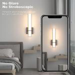 Aoceley 15.7inches Modern Led Wall Sconces,18W 3000K 1200Lumen Bathroom Vanity Wall Lights with White Acrylic Lampshade,Indoor Hardwired Wall Lamp for Bedroom Living Room(Black,2-Pack)