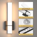 Aoceley 15.7inches Modern Led Wall Sconces,18W 3000K 1200Lumen Bathroom Vanity Wall Lights with White Acrylic Lampshade,Indoor Hardwired Wall Lamp for Bedroom Living Room(Black,2-Pack)