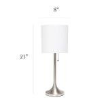 Simple Designs LT1076-BNW Tapered Fabric Drum Shade Table Lamp, Brushed Nickel and White