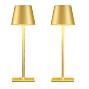 Yogaret 2 Pack Gold Rechargeable Table Lamps,Cordless Lamp with 6000mAh Battery Operated,Wireless Lamp for Restaurant Home Dinner Dining Kitchen Outdoor Patio,Waterproof & Portable