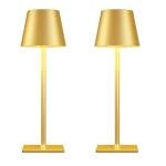 Yogaret 2 Pack Gold Rechargeable Table Lamps,Cordless Lamp with 6000mAh Battery Operated,Wireless Lamp for Restaurant Home Dinner Dining Kitchen Outdoor Patio,Waterproof & Portable