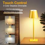 Yogaret 2 Pack Gold Rechargeable Table Lamps,Cordless Lamp with 6000mAh Battery Operated,Wireless Lamp for Restaurant Home Dinner Dining Kitchen Outdoor Patio,Waterproof & Portable