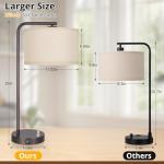 Side Table Lamp with Dual USB Ports, Dimmable Bedside Lamp Modern Nightstand Lamp Desk Reading Lamp with Linen Lampshade for Bedroom, Living Room, Study Room, Office, 9W 3000K LED Bulb Included