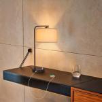 Side Table Lamp with Dual USB Ports, Dimmable Bedside Lamp Modern Nightstand Lamp Desk Reading Lamp with Linen Lampshade for Bedroom, Living Room, Study Room, Office, 9W 3000K LED Bulb Included