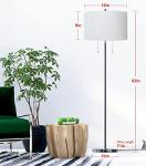 DEEPLITE Modern 2-Light Floor Lamp, Tall Standing Lamp with 2 Bulb Socket for Living Room Bedroom Office Bright Lighting, Brushed Nickel Body, White Lampshade