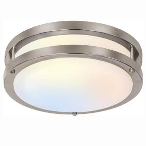 13 inch Flush Mount LED Ceiling Light Fixture, 2700K/3000K/3500K/4000K/5000K Adjustable Ceiling Lights, Brushed Nickel Saturn Dimmable Lighting for Hallway Bathroom Kitchen or Stairwell, ETL Listed
