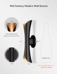 Tubicen Modern Wall Sconce Up and Down Wall Lights Indoor Dimmable Mid Century Modern Black and Gold Wall Sconces for Bedroom Living Room Home Theater Hardwired 15.7" H