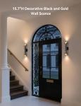 Tubicen Modern Wall Sconce Up and Down Wall Lights Indoor Dimmable Mid Century Modern Black and Gold Wall Sconces for Bedroom Living Room Home Theater Hardwired 15.7" H