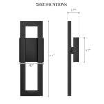 LamQee Modern LED Wall Sconces Set of 2, Rectangle Black Porch Wall Lights Exterior Wall Sconce Warm White 3000K, Indoor Wall Mount Light for Living Room Bedroom Hallway