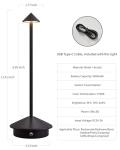 NEWSEE Modern Cordless Table Lamp Set of 2, Portable LED Desk Lamps, 5000mAh Rechargeable Battery Operated Lighting for Bedroom Dining Room Restaurant Coffee Shop Camping Night Light (Black)