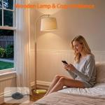 G-SAFAVA 62.5" Wood Floor Lamp for Living Room Gold with Foot Switch Arc Standing Tall Lamps for Bedroom Mid Century Modern Corner Floor Lamps for Office Nursery Industrial Reading Light Room Lamp