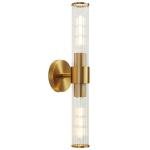 Vaziden Bathroom Light Fixtures, Gold Wall Sconce in Threaded Glass Indoor Wall Sconces, Modern Bathroom Vanity Light Up and Down Sconces Wall Lighting for Living Room, Hallway - Bulb Not Included